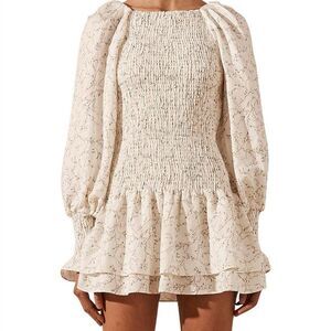 Shona Joy Linen Monique Balloon Sleeve Mini Dress US 6